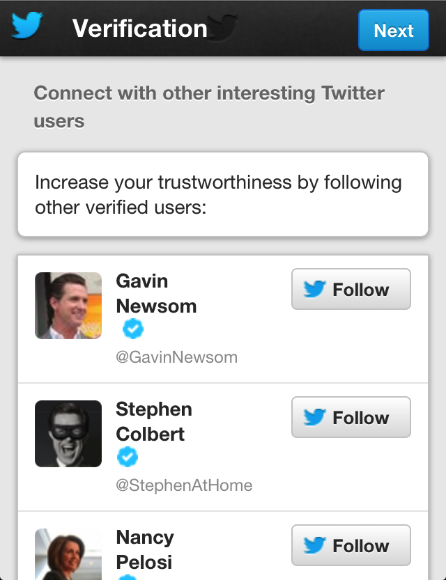 Increase your trustworthiness by following other verified users Increase your trustworthiness by following other verified users