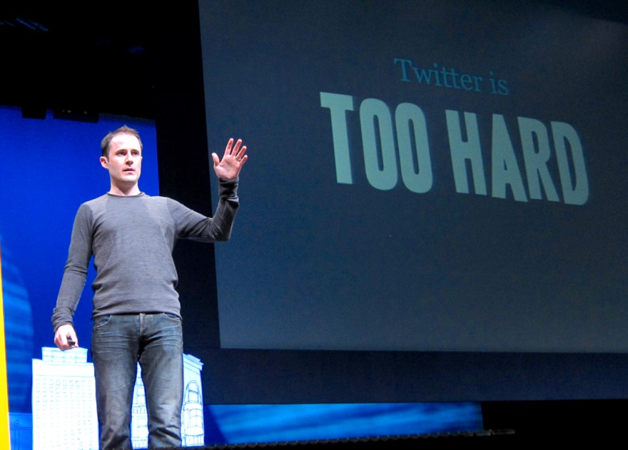 Then-CEO of Twitter Evan Williams at Chirp, explaining the biggest challenge facing Twitter as a company. Ev Williams at Twitter's Chirp event